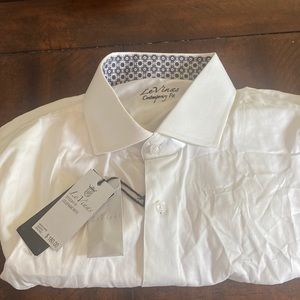 Men’s Le Vinas White Dress Shirt Xl 17/17.5